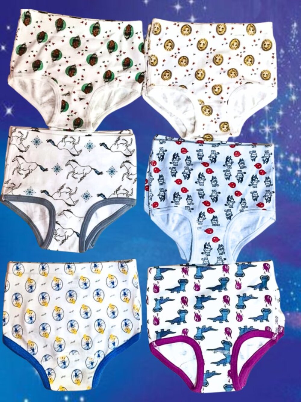 NWT Disney Princess Girls Cotton Briefs 6 Pack Set Multi Color